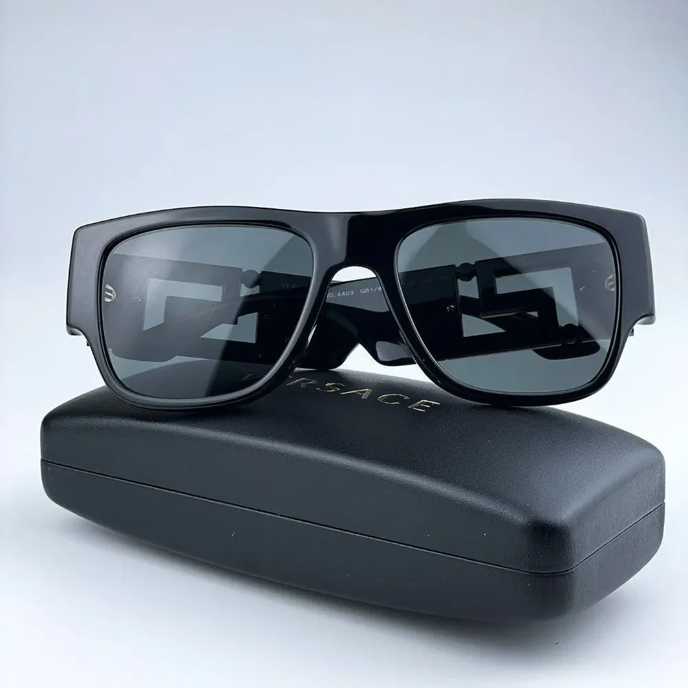 NEW Versace VE4403 GB1/87 Black Grey Square Unisex Sunglasses